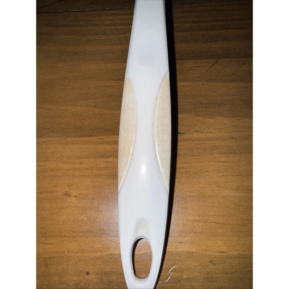 Vintage Melamine Slotted Spatula White 5 Slot Smooth Handle 12